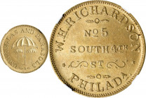 Pennsylvania--Philadelphia. Undated (1853) W.H. Richardson. Miller-Pa 417. Brass. Reeded Edge. MS-64 (NGC).
Estimate: $50