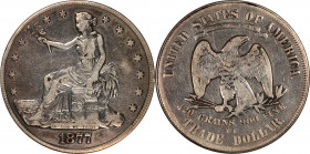 Box Dollar Fashioned out of the Obverse of an 1877-Dated Trade Dollar and the Reverse of a Carson City Mint Trade Dollar. Fine, Polished.
The interio...