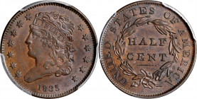 1835 Classic Head Half Cent. AU-58 (PCGS).
PCGS# 1168. NGC ID: 2233.
Estimate: $180