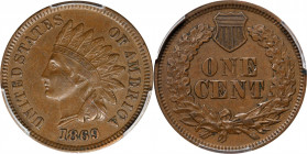 1869 Indian Cent. EF Details--Scratch (PCGS).
PCGS# 2094. NGC ID: 227T.
Estimate: $250