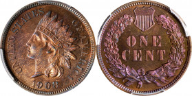 1908 Indian Cent. Proof-65 RB (PCGS).
PCGS# 2412. NGC ID: 22AX.
Estimate: $450