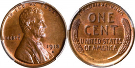 1913-S Lincoln Cent. MS-64 RB (PCGS).
PCGS# 2466. NGC ID: 22BF.
Estimate: $425
