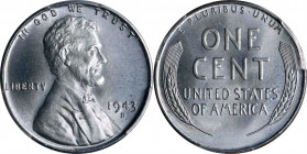 1943-D Lincoln Cent. MS-67 (PCGS).
PCGS# 2714. NGC ID: 22E6.
Estimate: $175