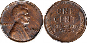 1955 Lincoln Cent. Doubled Die Obverse. AU-50 (PCGS).
PCGS# 2825. NGC ID: 22FG.
Estimate: $1500