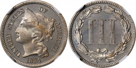 1884 Nickel Three-Cent Piece. Proof-64 (NGC).
PCGS# 3780. NGC ID: 2766.
Estimate: $325