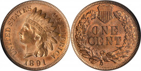 1891 Indian Cent. MS-64 RB (ANACS). OH.
PCGS# 2178. NGC ID: 228K.
Estimate: $ 200