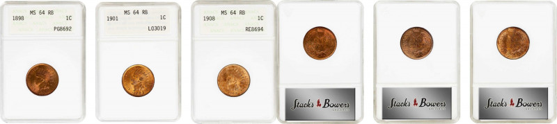 Lot of (3) Late Date Indian Cents. MS-64 RB (ANACS). OH.
Included are: 1898; 19...