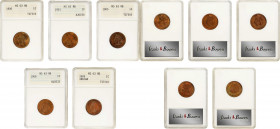 Lot of (5) 20th Century Indian Cents. MS-63 RB (ANACS). OH.
Included are: 1900; 1901; 1905; 1908; and 1909.
Estimate: $ 375