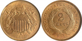 1864 Two-Cent Piece. Large Motto. MS-65 RB (ANACS). OH.
PCGS# 3576. NGC ID: 22N9.
Estimate: $ 350