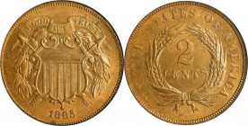 1865 Two-Cent Piece. Fancy 5. MS-63 RB (ANACS). OH.
PCGS# 3583. NGC ID: 22NA.
Estimate: $ 150