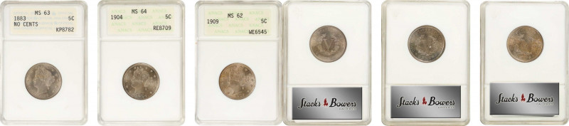 Lot of (3) Mint State Liberty Head Nickels. (ANACS). OH.
Included are: 1883 No ...
