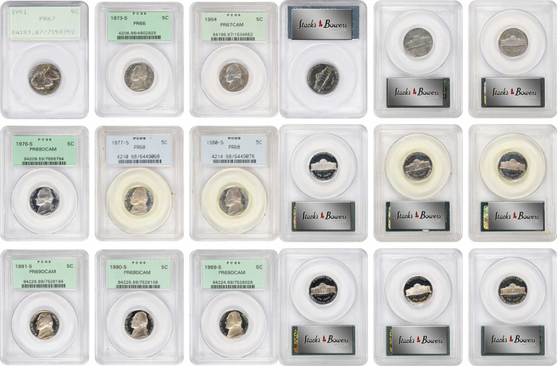 Lot of (9) Gem Proof Jefferson Nickels. (PCGS). OGH.
Included are: 1951 Proof-6...