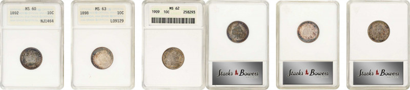 Lot of (3) Mint State Barber Dimes. (ANACS). OH.
Included are: 1892 MS-60; 1898...