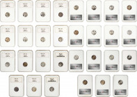 Lot of (15) Gem Mint State 90% Silver Roosevelt Dimes. (NGC). OH.
Unless otherwise stated, all examples are certified MS-66. Included are: 1946; 1946...