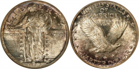 1917 Standing Liberty Quarter. Type II. MS-63 (ANACS). OH.
Incorrectly attributed on the ANACS insert as a 1917 Type I quarter.
PCGS# 5714. NGC ID: ...