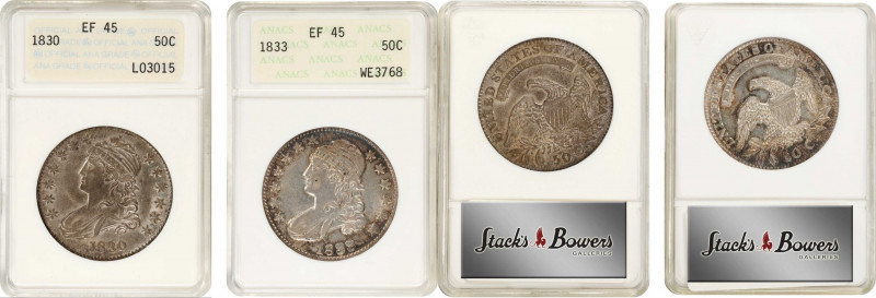 Lot of (2) 1830s Capped Bust Half Dollars. EF-45 (ANACS). OH.
Included are: 183...