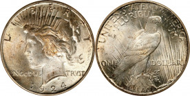 1924 Peace Silver Dollar. MS-65 (NGC). OH.
PCGS# 7363. NGC ID: 257J.
Estimate: $ 200