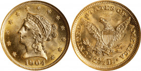 1904 Liberty Head Quarter Eagle. MS-65 (NGC). OH.
PCGS# 7856. NGC ID: 25LV.
Estimate: $ 900