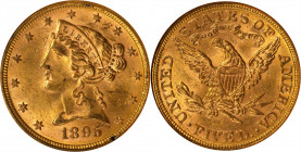 1895 Liberty Head Half Eagle. MS-61 (ANACS). OH.
PCGS# 8390. NGC ID: 25YH.
Estimate: $ 600