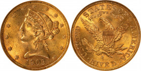 1903-S Liberty Head Half Eagle. MS-61 (ANACS). OH.
PCGS# 8408. NGC ID: 25Z3.
Estimate: $ 600