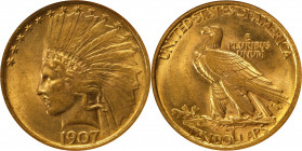 1907 Indian Eagle. No Periods. AU-58 (ANACS). OH.
PCGS# 8852. NGC ID: 28GF.
Estimate: $ 1200