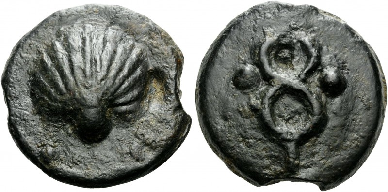 Anonymous, c. 280 BC. Sextans (Bronze, 35 mm, 52.75 g, 3 h), Rome. Scallop shell...