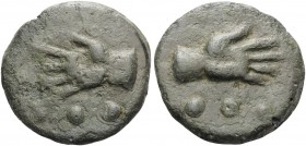 Anonymous, c. 265 BC. Quadrans (Bronze, 40 mm, 55.51 g, 12 h), Rome. Open right hand, •••. Rev. Open left hand, •••. Crawford 21/4. HN III 291. Vecchi...