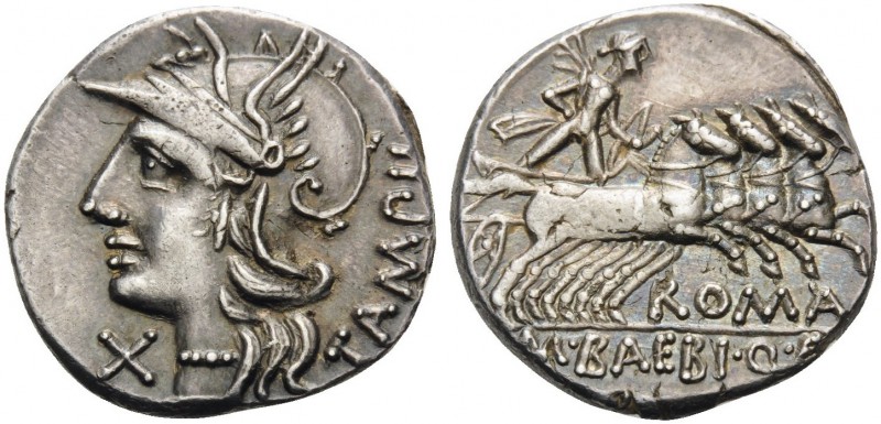 M. Baebius Q.f. Tampilus, 137 BC. Denarius (Silver, 17 mm, 3.91 g, 4 h), Rome. T...