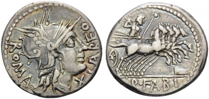 Q. Fabius Labeo, 124 BC. Denarius (Silver, 18 mm, 3.90 g, 5 h), Rome. ROMA / LAB...