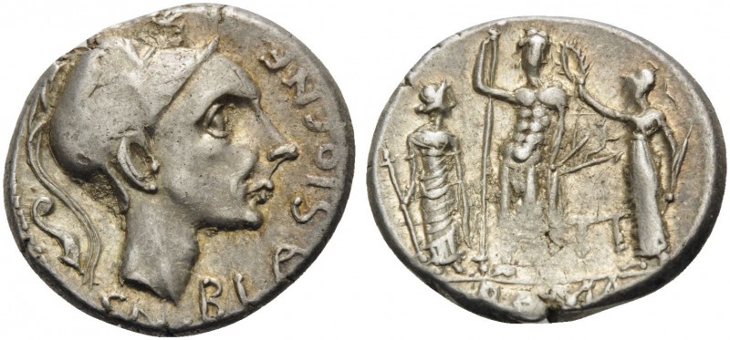 Cn. Blasio Cn.f, 112-111 BC. Denarius (Silver, 19 mm, 3.94 g, 8 h), Rome. CN.BLA...
