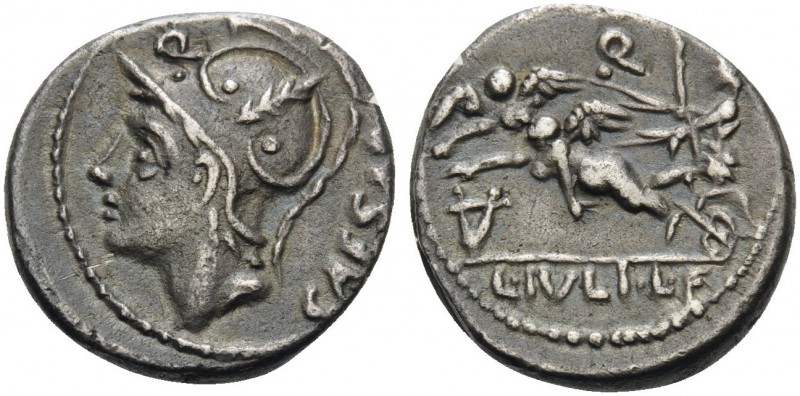 L. Julius L.f. Caesar, 103 BC. Denarius (Silver, 16 mm, 3.84 g, 11 h), Rome. CAE...