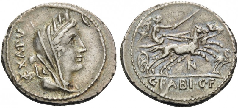 C. Fabius C.f. Hadrianus, 102 BC. Denarius (Silver, 21 mm, 3.89 g, 11 h), Rome. ...