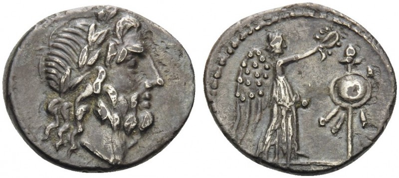 Cn. Lentulus Clodianus, 88 BC. Quinarius (Silver, 14 mm, 1.93 g, 12 h), Rome. La...
