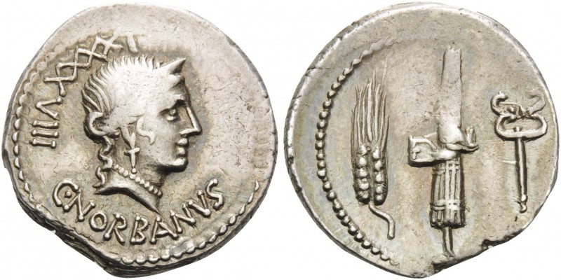 C. Norbanus, 83 BC. Denarius (Silver, 19 mm, 3.93 g, 12 h), Rome. C.NORBANVS - L...