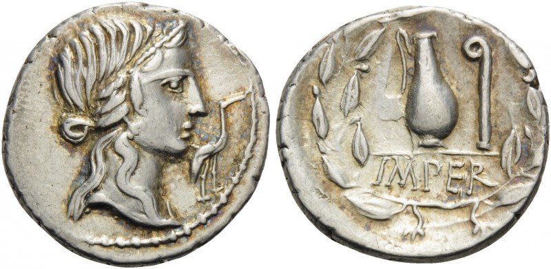 Q. Caecilius Metellus Pius, 81 BC. Denarius (Silver, 18 mm, 3.87 g, 8 h), milita...