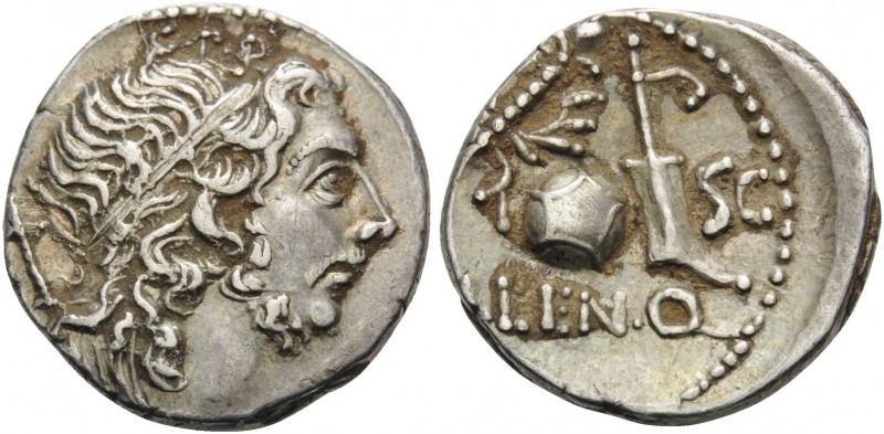Cn. Lentulus, 76-75 BC. Denarius (Silver, 17 mm, 3.98 g, 4 h), uncertain mint in...