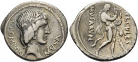 Q. Pomponius Musa, 56 BC. Denarius (Silver, 16 mm, 3.68 g, 6 h), Rome. Q.POMPONI - MVSA Laureate head of Apollo to right. Rev. HERCVLES - MVSARVM Herc...