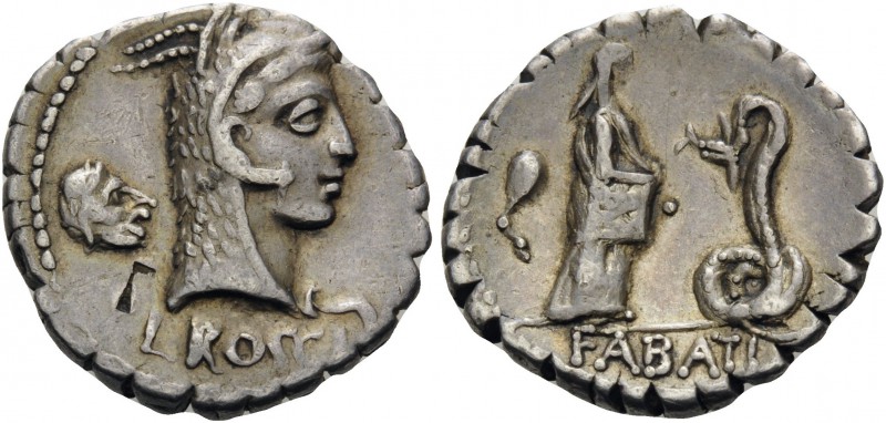 L. Roscius Fabatus, 59 BC. Denarius (Silver, 18 mm, 3.87 g, 6 h), Rome. L ROSCI ...