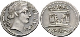 L. Scribonius Libo, 62 BC. Denarius (Silver, 19 mm, 4.09 g), Rome. BON EVENT / LIBO Diademed head of Bonus Eventus to right. Rev. PVTEAL / SCRIBON Wel...