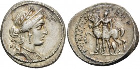 P. Licinius Crassus M.f, 55 BC. Denarius (Silver, 19 mm, 3.91 g, 10 h), Rome. S.C Laureate and diademed head of Venus to right. Rev. P CRASSVS M F Fem...