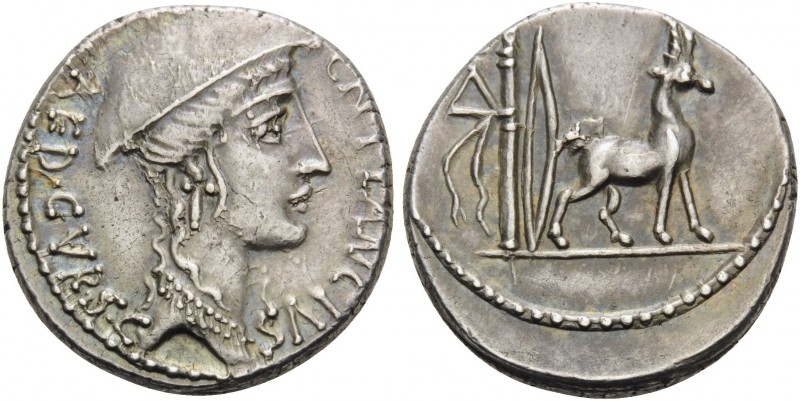 Cn. Plancius, 55 BC. Denarius (Silver, 17 mm, 4.09 g, 11 h), Rome. CN PLANCIVS A...