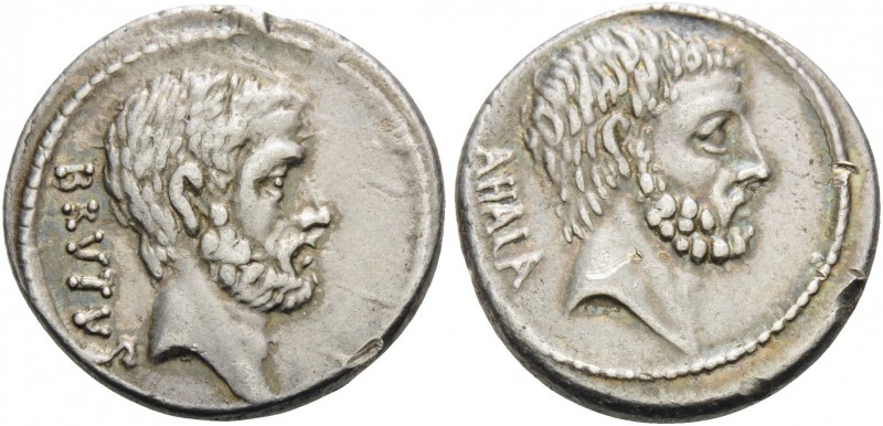 M. Junius Brutus, 54 BC. Denarius (Silver, 20 mm, 4.48 g, 3 h), Rome. BRVTVS Bea...