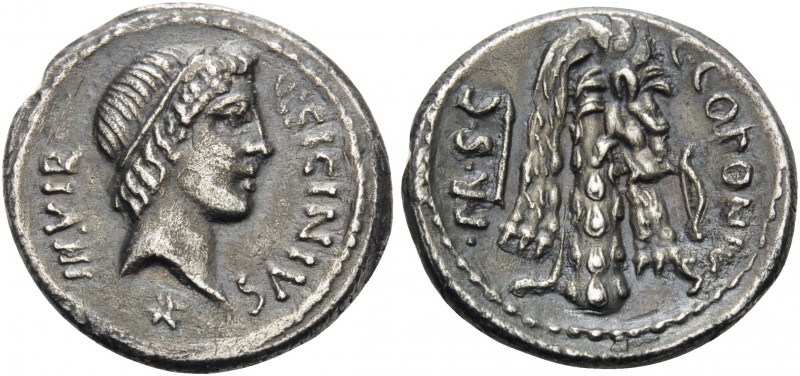 Q. Sicinius and C. Coponius, 49 BC. Denarius (Silver, 18 mm, 3.85 g, 5 h), mint ...