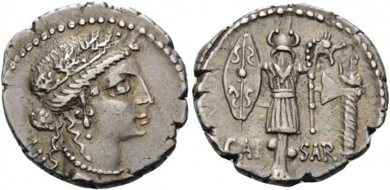 Julius Caesar, late spring - early summer 48 BC. Denarius (Silver, 19 mm, 4.17 g...