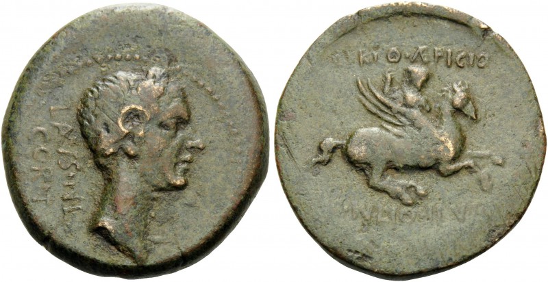 CORINTHIA. Corinth . Julius Caesar, 44-43 BC. As (Bronze, 25 mm, 11.16 g, 6 h), ...