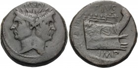 Q. Caecilius Metellus Pius Scipio and P. Licinius Crassus, 42-38 BC. As (Bronze, 29 mm, 18.35 g, 11 h), uncertain Sicilian mint. MAGN Janiform head of...