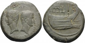 Octavian and Divus Julius Caesar, 36 BC. Dupondius (Bronze, 28 mm, 18.57 g, 12 h), Vienna (Colonia Iulia Viennensis = Vienne in France). IMP / CAESAR ...