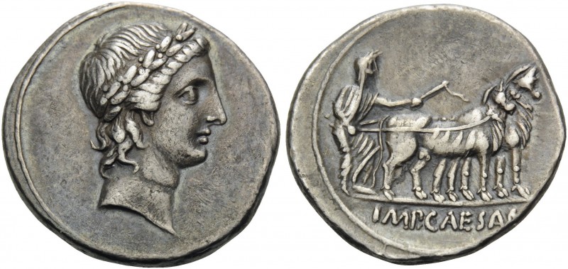 Octavian. Denarius (Silver, 18 mm, 3.81 g, 6 h), Rome?, autumn 30 - summer 29 BC...