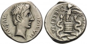 Octavian. Quinarius (Silver, 14 mm, 1.92 g, 12 h), uncertain Italian mint, or possibly Ephesus, 29-28 BC. CAESAR IMP VII Bare head of Octavian to righ...