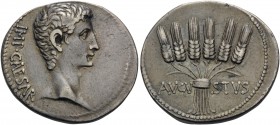 Augustus, 27 BC - AD 14. Cistophorus (Silver, 26 mm, 11.89 g, 12 h), Pergamon, 27-26 BC. IMP CAESAR Bare head of Augustus to right. Rev. AVGV-STVS She...